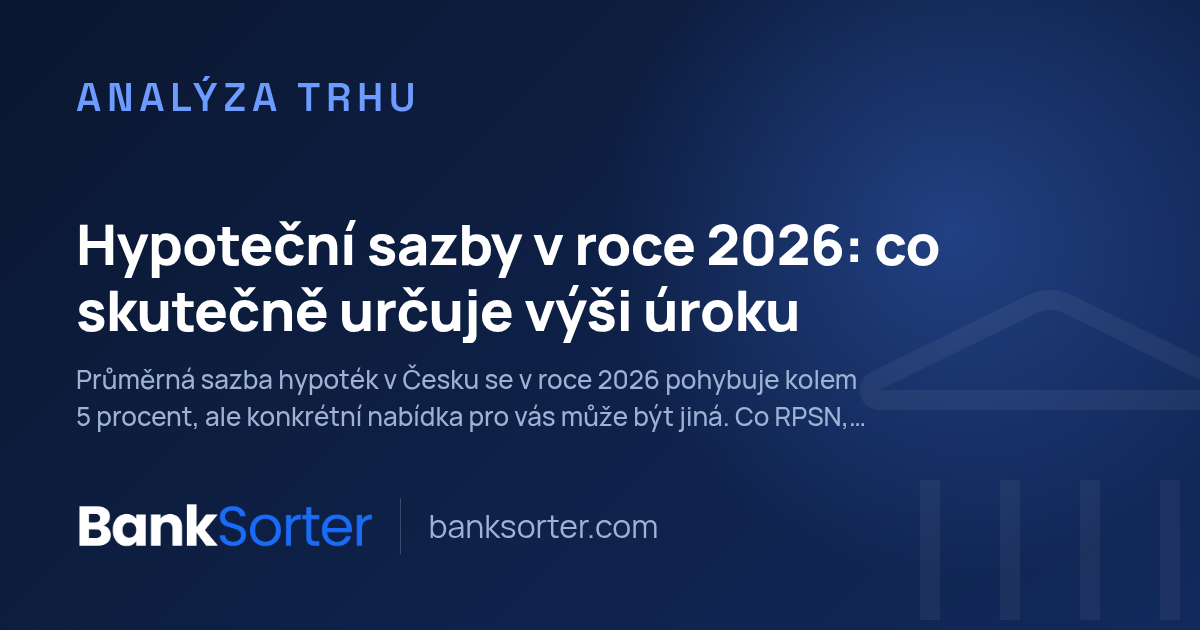 Hypoteční sazby v roce 2026: co skutečně určuje výši úroku